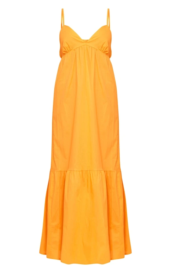 Robe Babydoll Longue Orange à Bretelles Et Superpositions 7 Robe Babydoll Longue Orange à Bretelles Et Superpositions – Image 5