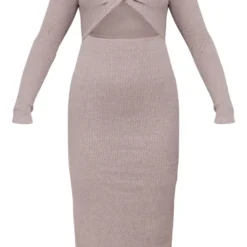 Robe Mi-longue Côtelée Café Au Lait Croisée Devant Fendue Sur Le Côté -Jolie Vêtue Soldes Magasin a03a4c79a5414897b745802327eeb56da5bdd922 cnb4465 5