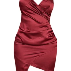 Shape - Robe Portefeuille Bordeaux Satinée -Jolie Vêtue Soldes Magasin a076b78131aeeda734e1729580850c2d862d6a92 clu4305 6