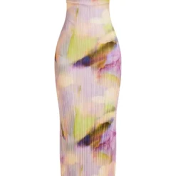 Robe Longue Plissée Multicolore à Imprimé Aquarelle Et Bretelles -Jolie Vêtue Soldes Magasin a07b5eb263d1e931f25376cd32636600809aa002 cmz2307 6