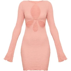 Robe Moulante Texturée Rouille à Découpes Et Manches Flare -Jolie Vêtue Soldes Magasin a0b2cfa8d31a042d72bae599439f9b9a87e1614d cnd4055 5