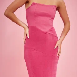 Robe Bustier Moulante Longue En Acétate Rose Vif à Parties Contrastantes -Jolie Vêtue Soldes Magasin a0c53e600a53bfd66b3a68449cc1a9850c1abff3 cnd9432 4