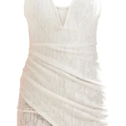 Robe Moulante Texturée Crème à Détail Drapé Et Décolleté Plongeant Barre En V -Jolie Vêtue Soldes Magasin a0fb3f160510d8b06d9131edfe46027805128123 cnd7720 5