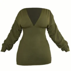 Shape Robe Moulante Côtelée Douce Kaki à Décolleté Et Manches Froncées -Jolie Vêtue Soldes Magasin a161c1f9d1c4a499b6b1f9bb8c982ba7156cc397 cnc8816 5