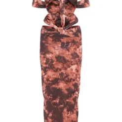 Robe Longue Découpée En Mousseline De Soie Marron à Imprimé Abstrait Et Col Bardot 11 Robe Longue Découpée En Mousseline De Soie Marron à Imprimé Abstrait Et Col Bardot -Jolie Vêtue Soldes Magasin a1d6f41065528cb33e37163198ad6f1bcfdc9031 cne7734 5