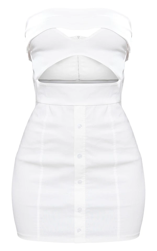 Robe Moulante Bustier Crème à Découpes Et Boutons 7 Robe Moulante Bustier Crème à Découpes Et Boutons – Image 5