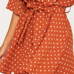 Robe Rétro Terracotta à Pois -Jolie Vêtue Soldes Magasin a2154292513e8506d7572e6f6bf8025e146567da cly2357 5