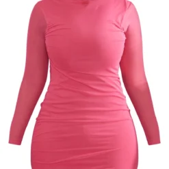 Shape Robe Moulante Rose Vif En Mesh à Col Haut -Jolie Vêtue Soldes Magasin a27bdb359f7c0bc2d84310cf0874ded413c2c5a4 cmy3307 6