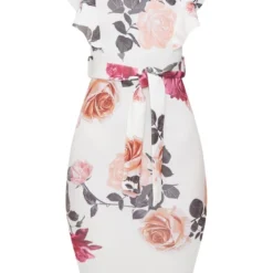 Robe Mi-longue Blanche à Imprimé Floral Et Volants -Jolie Vêtue Soldes Magasin a2b1f5ce9d7a2ecaba95bce36e24ee2c95a04e6e CLW2373 3