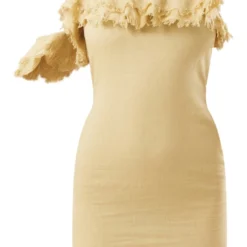 Robe Moulante En Effet Lin Vert Sauge à Bretelles Et Volants à Ourlet élimé -Jolie Vêtue Soldes Magasin a33cbefc3bc4be8eaa145d873e6aed882f938e6c cne1373 5