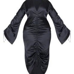 Plus Robe Longue Moulante Décolletée Satinée Froncée Noire -Jolie Vêtue Soldes Magasin a35b03f23e64c3b03aefe777c06dca331a8d2f6f cmt2532 6