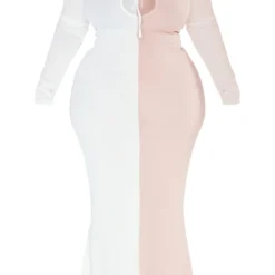 Plus Robe Longue Blanche à Deux Tons -Jolie Vêtue Soldes Magasin a38b1fb83b8e516e11ca4d2e7346c506eed77fb2 cnd7336 5