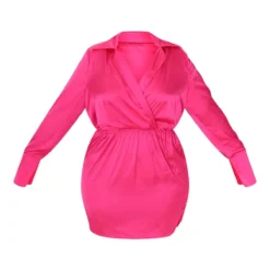 Plus Robe Chemise Satinée Fuchsia à Cache-coeur -Jolie Vêtue Soldes Magasin a41fa4b5e8093853eb0dc6930e9e0789b0e1e579 cmw4080 6