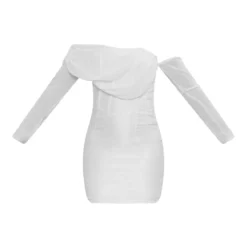 Robe Moulante Asymétrique En Mousseline De Soie Satinée Crème Drapée -Jolie Vêtue Soldes Magasin a42378d0d4c172757cb1c1445ddf54b523040295 cnd0358 5