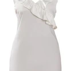 Petite Mini Robe Satinée Blanche Volantée -Jolie Vêtue Soldes Magasin a471bfe5b345ad62f7d713e1e3b81e0ebc1990bc cnd3224 5