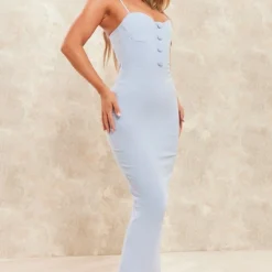 Robe Mi-longue En Maille Tissée Bleue à Liserés Structurants -Jolie Vêtue Soldes Magasin a493f6f3a0608101230a5b9f7b8ea9e17f2599eb cne4553 3