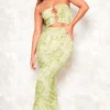 Robe Longue Bustier Découpée Imprimé Renaissance Vert Citron à Anneaux -Jolie Vêtue Soldes Magasin a49a7fe0d2e1e9e47140c07eb484065554b3c4d5 cne8564 1