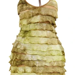 Shape Mini-robe Verte Ombrée Volantée à Dos Nu -Jolie Vêtue Soldes Magasin a4a32d402a6553d13a573ef31f03db3933c7c234 cne3663 5