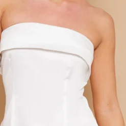 Robe Bustier Droite Satinée Blanche à Bordure Repliée -Jolie Vêtue Soldes Magasin a4a69cc764b8c7a2b90d7036df3be08e6adf1ae5 cnd5941 4