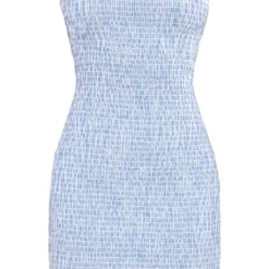 Petite Mini-robe Bustier Bleue Texturée à Rayures -Jolie Vêtue Soldes Magasin a4ab8ced1f1e8b51d30e355075a22b9830df4733 cne2176 5