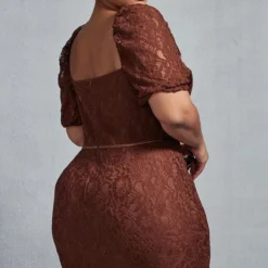 Plus Robe Moulante En Dentelle Chocolat à Bonnets -Jolie Vêtue Soldes Magasin a4cfdacb87d5f6810933283f107e416053034a4b cnc7300 2