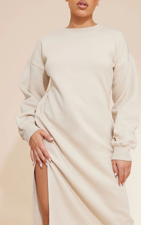 Robe Sweat Longue Avoine à Col Montant Et Doublure En Polaire 6 Robe Sweat Longue Avoine à Col Montant Et Doublure En Polaire – Image 4