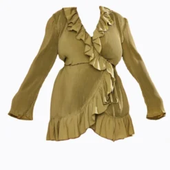 Plus Robe Droite Cache-coeur Plissée Vert Olive -Jolie Vêtue Soldes Magasin a4d43f0988e5b958167efda5986d1cadc56a8208 cnc5109 5