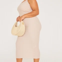 Plus Robe Mi-longue Texturée Gris Pierre Dos Nu -Jolie Vêtue Soldes Magasin a56b370c0cb2228559fd1d5c4326ef564b6fae2c cne4156 3