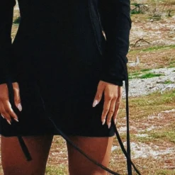 Robe Moulante Portefeuille En Maille Tricot Noire Nouée -Jolie Vêtue Soldes Magasin a5b279f024134ac66eda5f413d4aacc9342921fa CNC7279 4