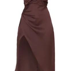 Petite Robe Longue Satinée Chocolat Détail Portefeuille -Jolie Vêtue Soldes Magasin a610def6ff8fc127c7002ee9489ff9f7a6424efb cmv1024 6