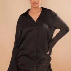 Robe Chemise Satinée Noire à Manches évasées à Double Fronce 9 Robe Chemise Satinée Noire à Manches évasées à Double Fronce -Jolie Vêtue Soldes Magasin a6abec0b76ec520cd5c474cafa3d9e9109214b26 cmy4575 4