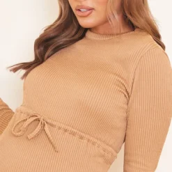 Maternité Mini-robe De Grossesse Camel à Nouer Sur La Taille -Jolie Vêtue Soldes Magasin a72b898c0e96a7db299404fc4cbd8775c1b9f16a cmp6557 5
