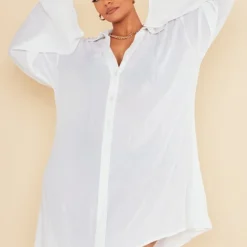 Plus Robe Chemise Crêpée Blanche -Jolie Vêtue Soldes Magasin a73a944b44a0f28bfe2064c2d53b6a7f5b2d162b cnd4913 3