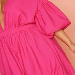 Plus Robe Droite Fuchsia Bouffante à Manches Ballon -Jolie Vêtue Soldes Magasin a74c46950ed60b26a1e15b8343c1e883007003d2 cmy8449 5