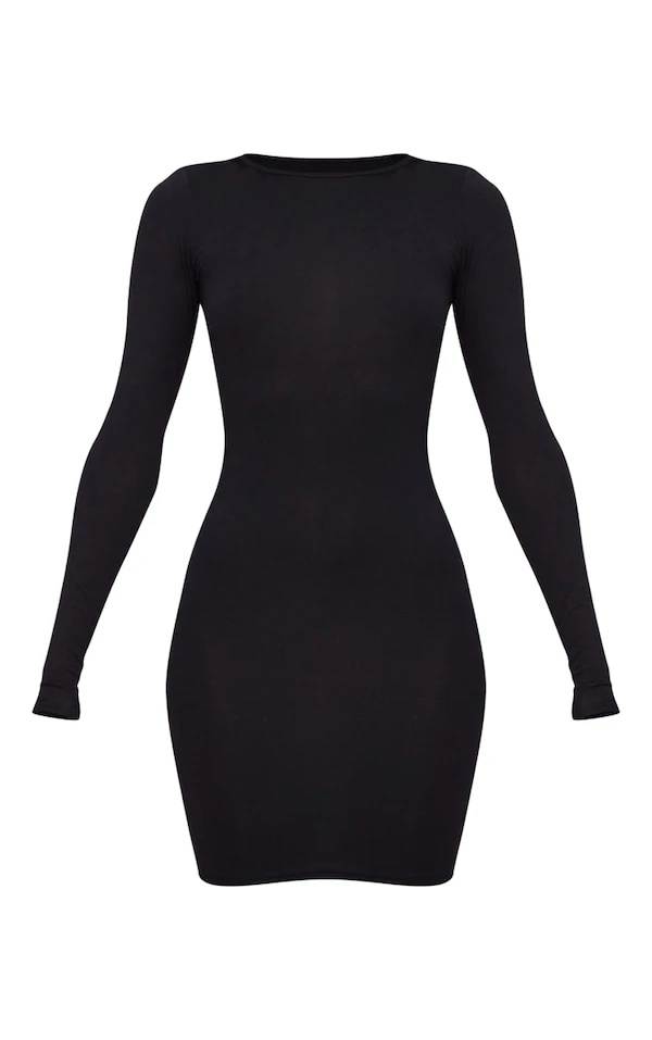 Robe Moulante Basique En Jersey Noire à Manches Longues 7 Robe Moulante Basique En Jersey Noire à Manches Longues – Image 5