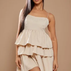 Petite Mini Robe Volantée Gris Pierre à Parties Superposées -Jolie Vêtue Soldes Magasin a77d1cd9de819fa17558ce30812f376a003b7d42 cnd0132 1