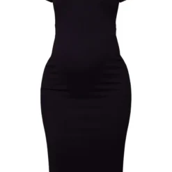 Maternité Robe De Grossesse Mi-longue Côtelée Noire Détail Contours à Manches Courtes -Jolie Vêtue Soldes Magasin a784562cf5624857977b3abc2461504a565f905c cnd7243 5