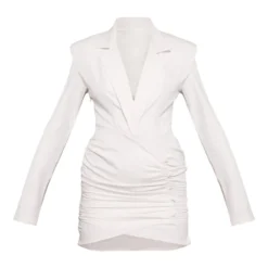 Robe Blazer Très Décolletée En Maille Crème à Détail Froncé -Jolie Vêtue Soldes Magasin a7925e1fe251c39bc83b858b91cf74a11124ca29 cnb9173 5