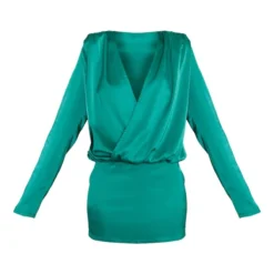 Robe Chemise Oversize Décolletée Satinée Verte à épaulettes -Jolie Vêtue Soldes Magasin a83b2c925eb0d6ffa3ecf231f84e4f52902df953 cnc7685 5