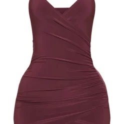 Shape - Robe Moulante Bordeaux à Côté Froncé Et Fines Bretelles -Jolie Vêtue Soldes Magasin a852b1ef2883df2ccc8dd1578d9378bc73af48c3 cly0077 6