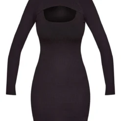 Mini Robe En Maille Tricot Côtelée Noire à Découpe Sur L'avant -Jolie Vêtue Soldes Magasin a87fea3963f640c2e94d6bfc5563ee94ff0a1441 cnb1356 5