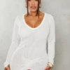 Shape Robe Texturée Blanche à Manches Longues Et Col En V -Jolie Vêtue Soldes Magasin a8a56d32f322325af589d0a91447dfee4bd4c4d2 cne9313 1