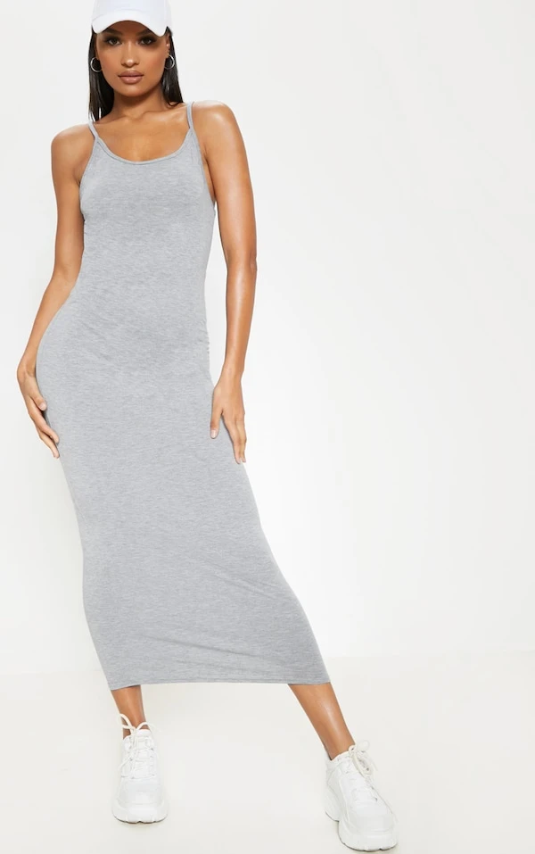Logic Robe Longue Grise à Bretelles Et Côtés échancrés 3 Logic Robe Longue Grise à Bretelles Et Côtés échancrés