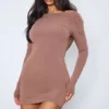 Robe Moulante Manches Longues En Jersey Chocolat à Détail Contours Et Dos Nu Bénitier -Jolie Vêtue Soldes Magasin a908965359f689d7e2c7cf49c66b9f4691df9bbe cnd4081 2