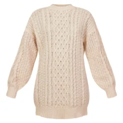 Robe Pull En Maille Torsadée épaisse Crème -Jolie Vêtue Soldes Magasin a96ba2f1f62a049256a161b862d708e2a4c8876e cna5286 5
