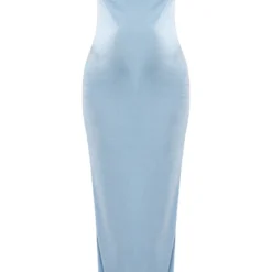 Maternité Robe De Grossesse Longue Bleue à Col Bénitier -Jolie Vêtue Soldes Magasin a9937b90f2300a3e8c61c422c8d1819aa9d4fe10 cne2241 5