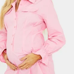 Maternité Robe De Grossesse Chemise Style Utilitaire Rose -Jolie Vêtue Soldes Magasin aa16e7d401d1a53a6c4a37365fe38f8c7801cae3 cmr0608 4