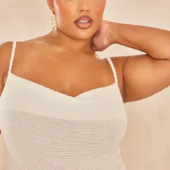 Plus Robe Longue Blanche Transparente Texturée à Bretelles Et Col Bénitier -Jolie Vêtue Soldes Magasin aa5ead5e9a6385a6c234bf1a5fae9690c20ce8a1 cne1857 4