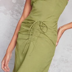 Robe Longue Bustier En Effet Lin Kaki Froncé -Jolie Vêtue Soldes Magasin aa86050ccabfda41e79e5fe97a10bc5e50cffbc1 cnd5927 4