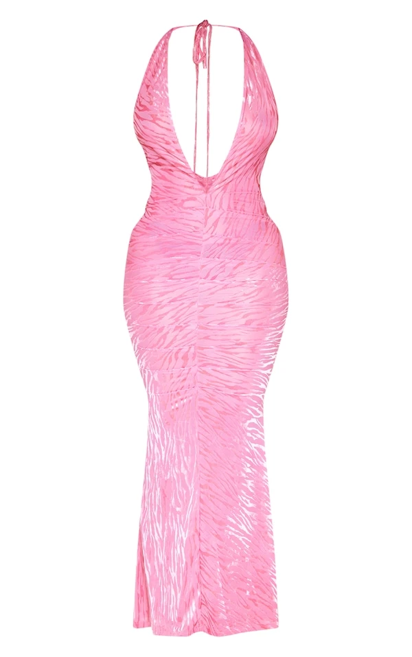 Shape Robe Longue Dévorée Rose Vif à Dos Nu Et Côtés Froncés 7 Shape Robe Longue Dévorée Rose Vif à Dos Nu Et Côtés Froncés – Image 5